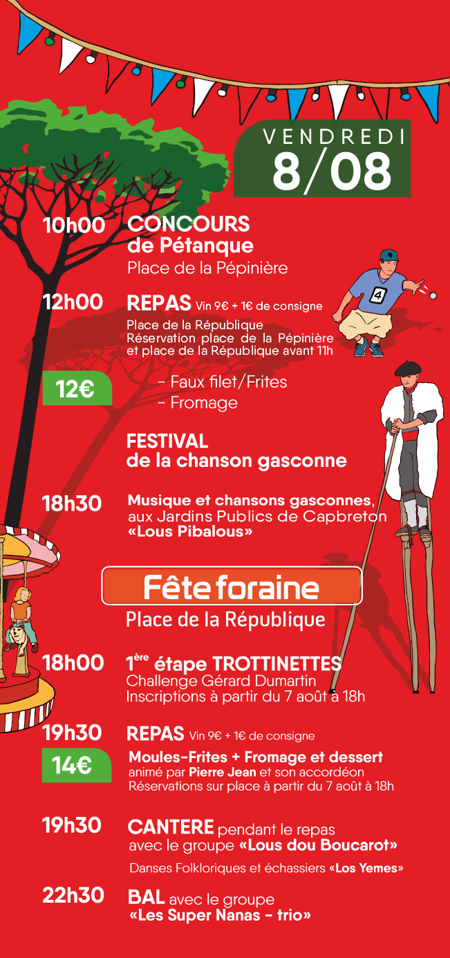 Programme jour 1 des Fetes de la Republique de Capbreton